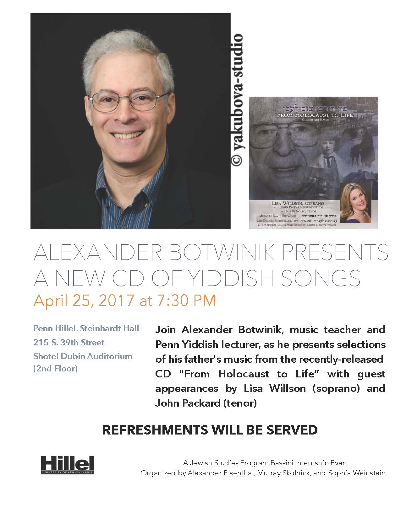 Alexander Botwinik Presents a New CD of Yiddish Songs